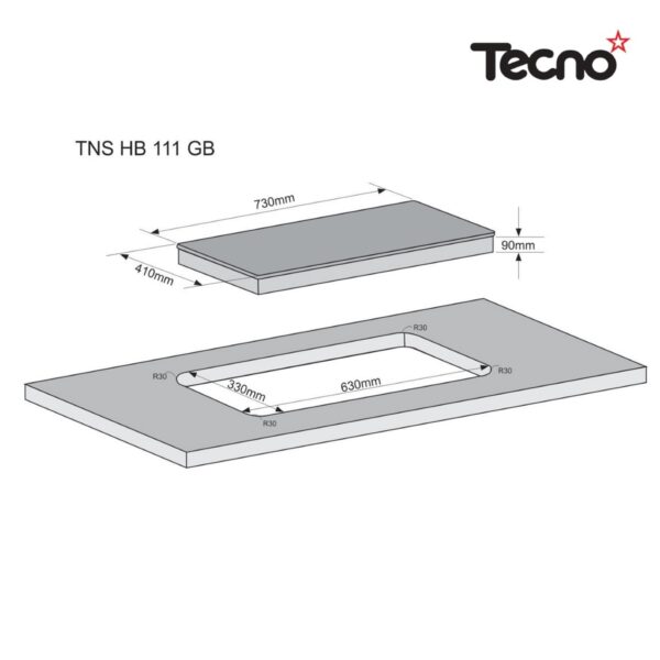 SET เครื่องดูดควันแบบติดผนัง รุ่น TNS HD 3490 BB และ เตาแก๊ส 2 หัวเตา แบบฝังเฟอร์นิเจอร์ รุ่น TNS HB 111 GB - Image 12