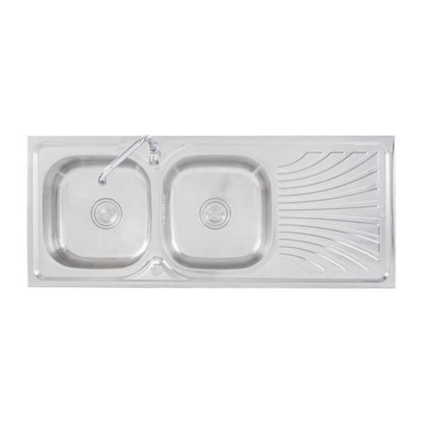 อ่างล้างจาน 2 หลุม 1 ที่พัก แบบขาตั้ง Tecnostar รุ่น TNS STT 12050 ขนาด 120 ซม. ลึก 19 ซม. - Image 4